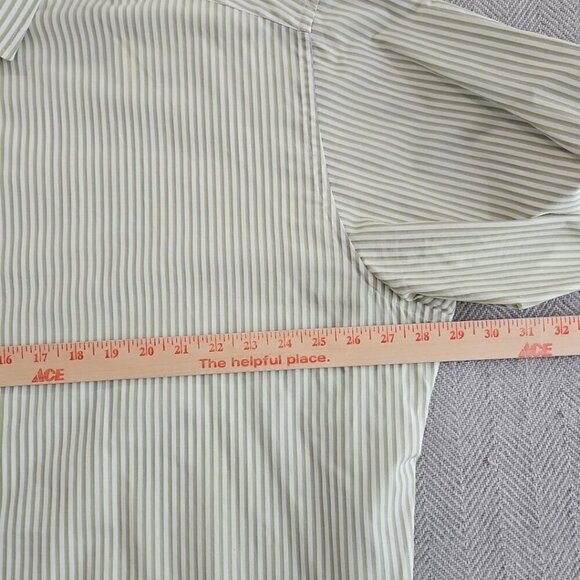 Linea Uomo Shirt Men's 3X Green Stripe Modern Fit Long Sleeve Button Up EUC LN - Picture 7 of 14